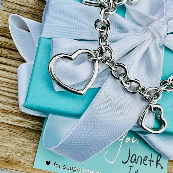RARE Tiffany & Co Multi Open Heart Bracelet in Silver, 7.5" - Picture 4 of 6